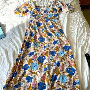 Floral Midi Lush Sundress with leg slit and sweetheart neckline| new | size: S